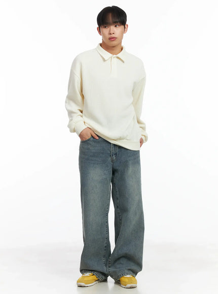 basic-ribbed-polo-long-sleeve-top-id515 / Light beige