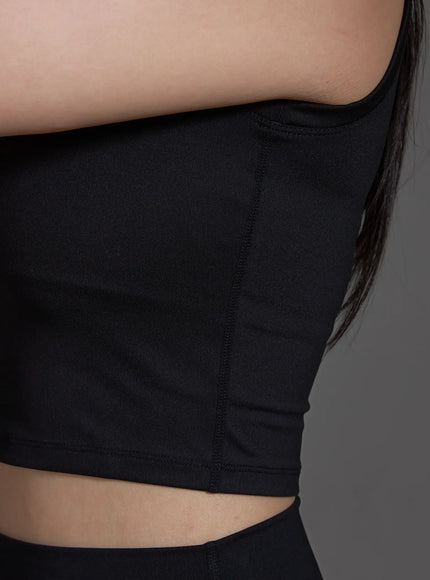 Slim Fit Cropped Sleeveless Top (Black) IO517