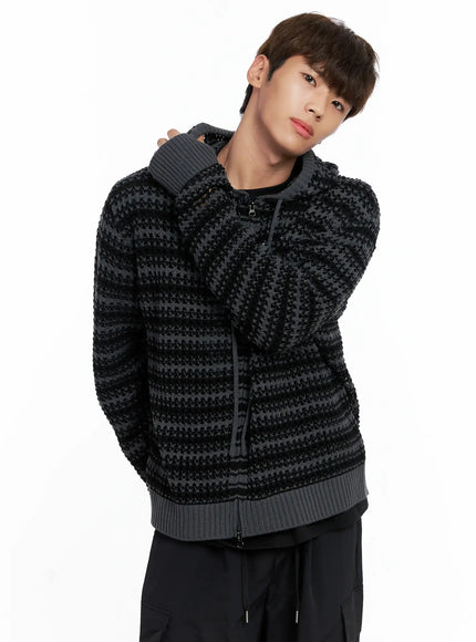 mens-striped-textured-double-zip-up-hoodie-io506