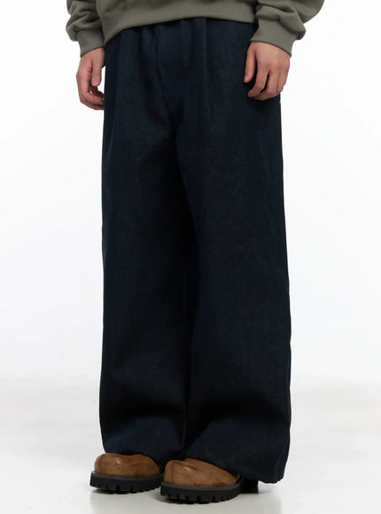 Men's Street Style Lettered Wide Jeans IJ521