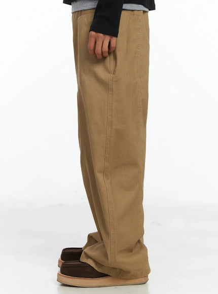 Men's Heart Embroidered Big Pocket Wide Leg Pants IJ514