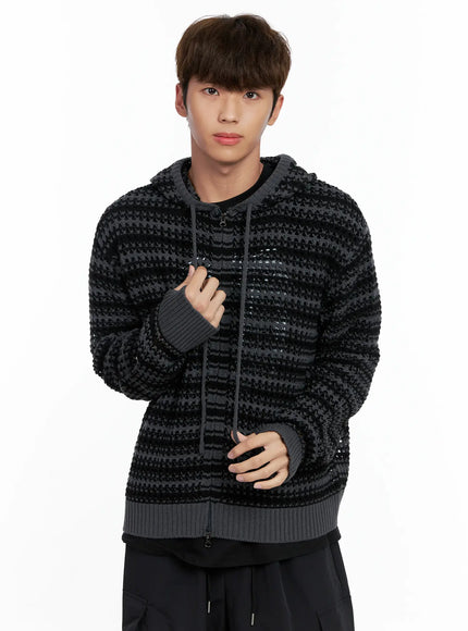 mens-striped-textured-double-zip-up-hoodie-io506