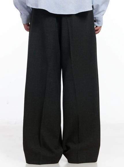 Men's Dark Gray Wide Slacks IJ521