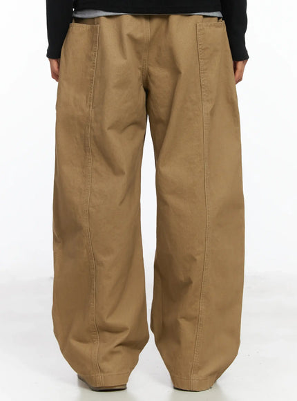 Men's Heart Embroidered Big Pocket Wide Leg Pants IJ514