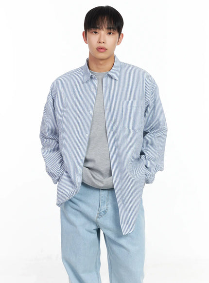 Men's Oversized Striped Collar Shirt IM511