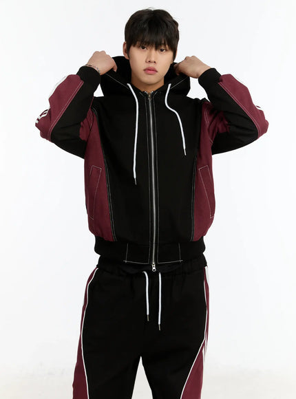 mens-two-way-hoodie-jacket-im503 / Black