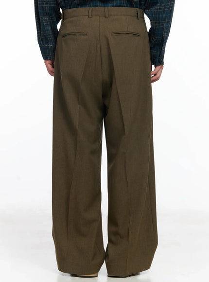 Men's Khaki Wide Leg Slacks IJ521