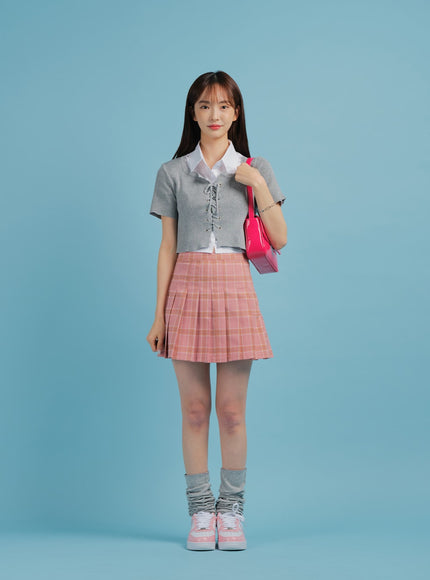 Plaid Pleated Tennis Skirt BA27