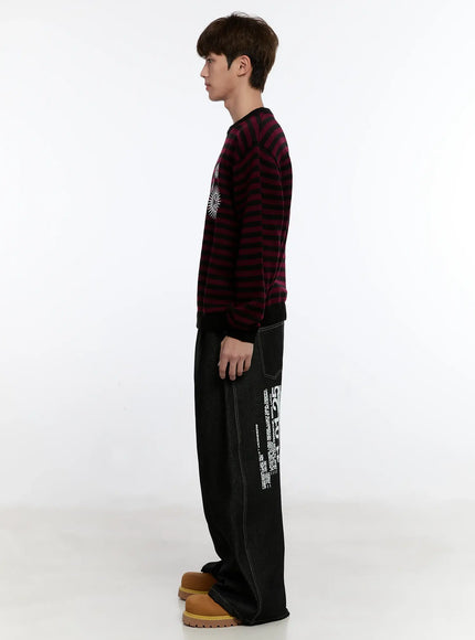 Men's Graphic Jeans (Black) IS529