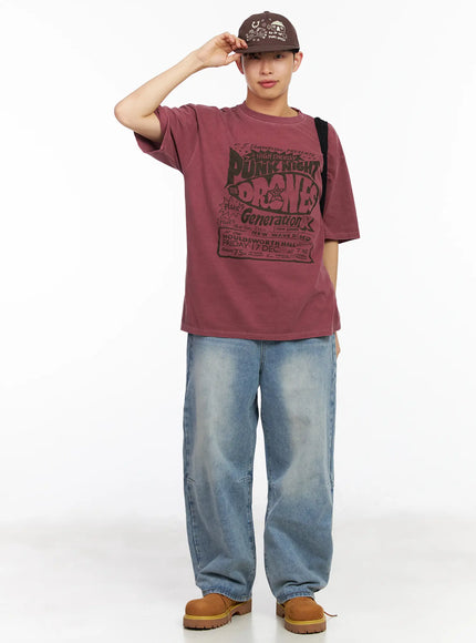 mens-retro-style-graphic-tee-ia502 / Dark pink