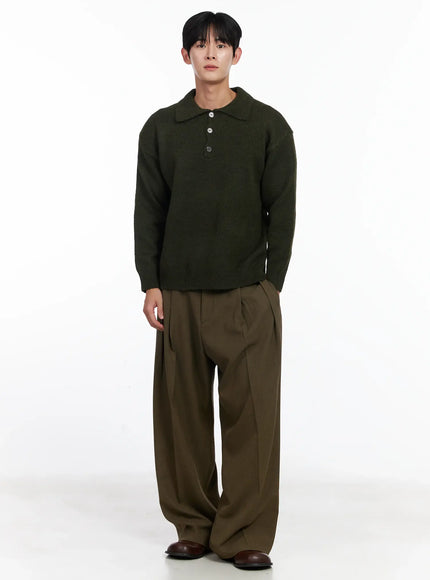 Men's Khaki Wide Leg Slacks IJ521