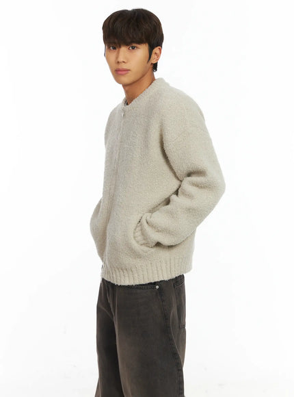 Men's Boucle Zip-Up Cardigan IJ514