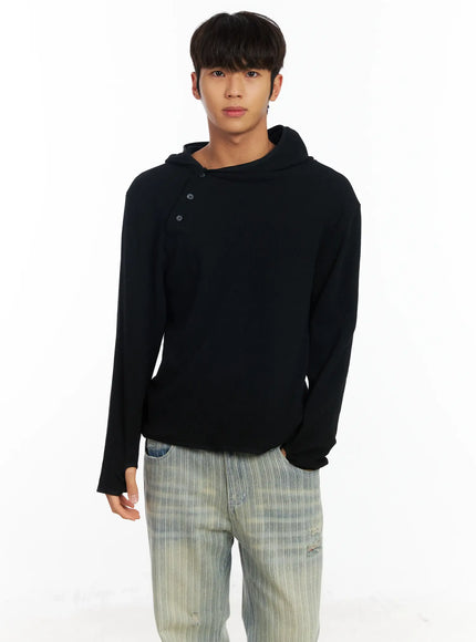 mens-waffle-knit-henley-neck-hoodie-if504