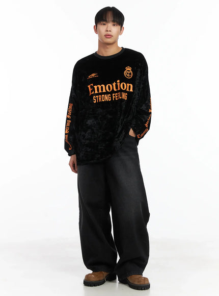 velvet-graphic-long-sleeve-top-id515 / Black