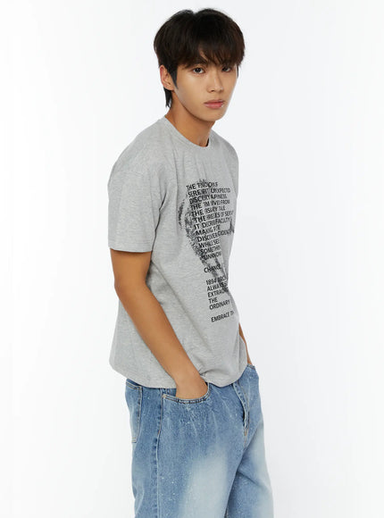 mens-graphic-lettering-tee-iy508 / Gray