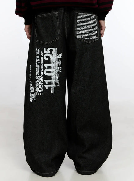 Men's Graphic Jeans (Black) IS529