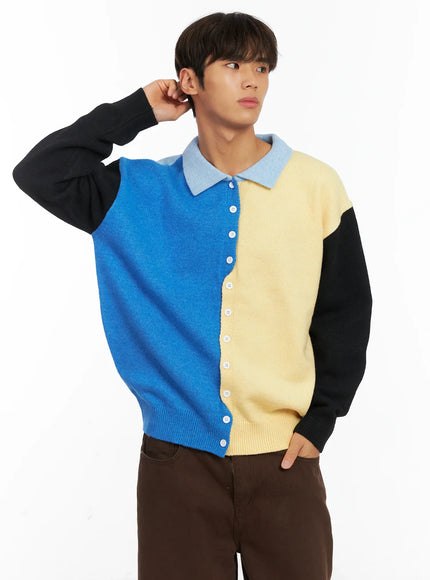 mens-colorblock-collared-cardigan-id511