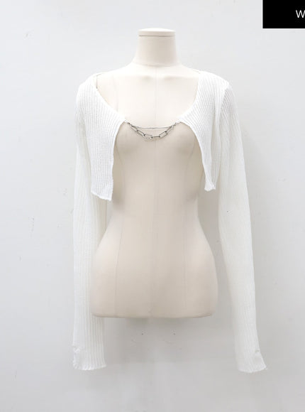 Chain Tied Crop Cardigan CM6
