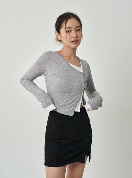 Layered Side Button Cardigan CG10