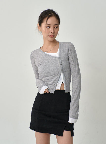 Layered Side Button Cardigan CG10