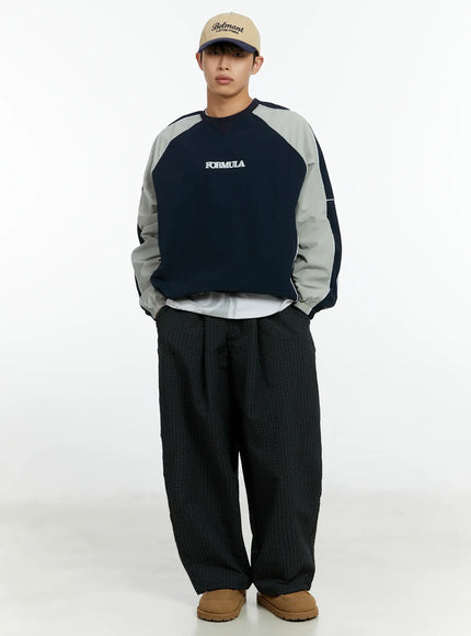 mens-mini-check-pattern-pin-tuck-wide-parachute-pants-if511