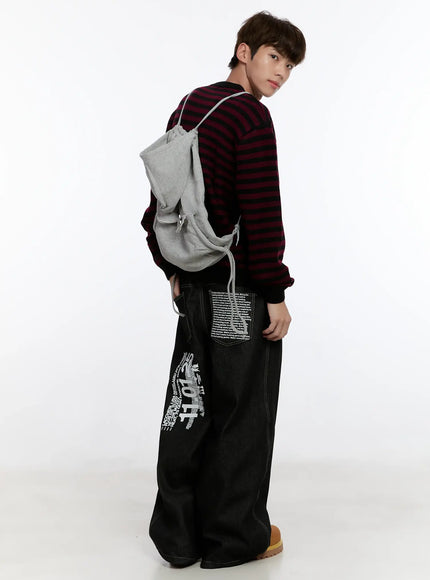 Men's Sunburst Striped Knit Sweater IS529