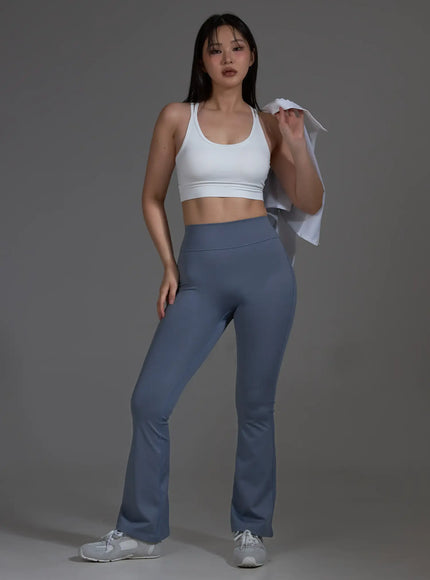 High-Waist Flared Leggings (Light Blue) IO517