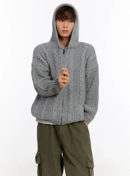 mens-cable-knit-zip-up-in524 / Gray