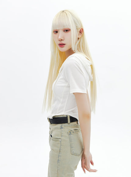 Beige gewaschene Bootcut-Jeans BA320