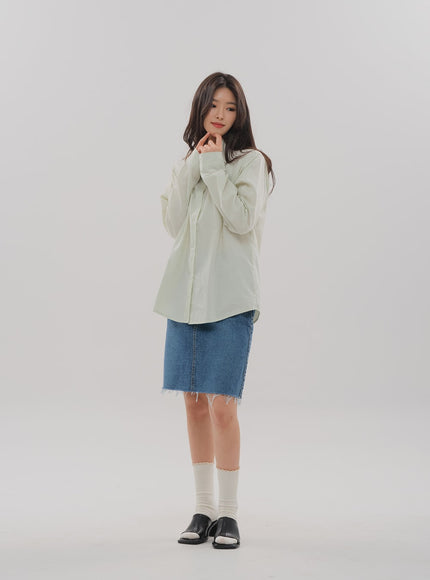 Denim Knee Length Skirt F5