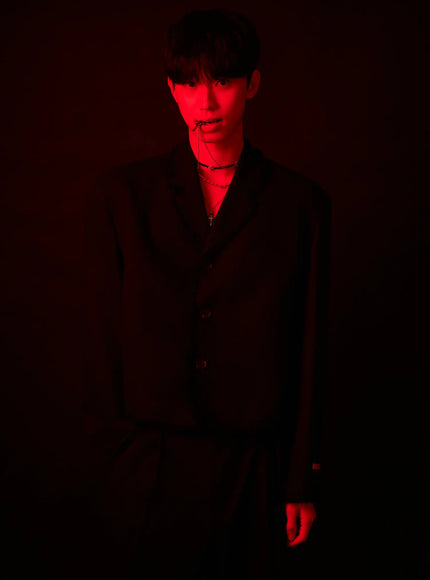 Men's Fringe Detail Cropped Wool Jacket IN503