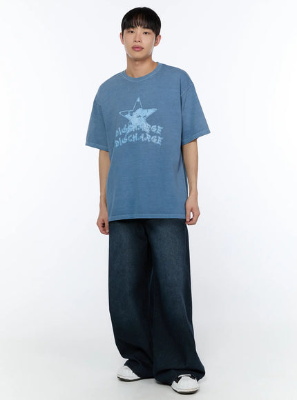 Men's Wide Leg Dark Washed Jeans IA520