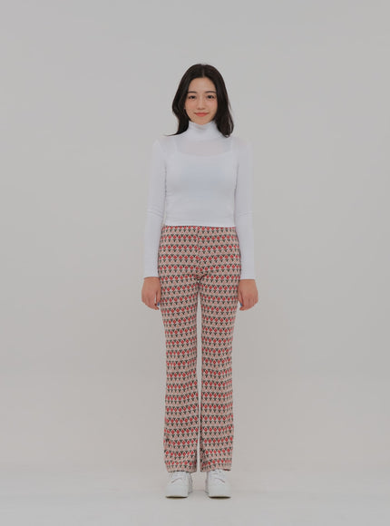 Floral Print Bootcut Pants BS-A27121102