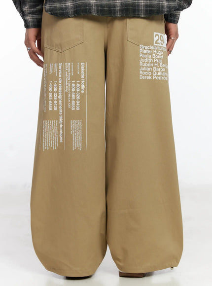 Men's Wide Leg Graphic Cotton Pants IJ527