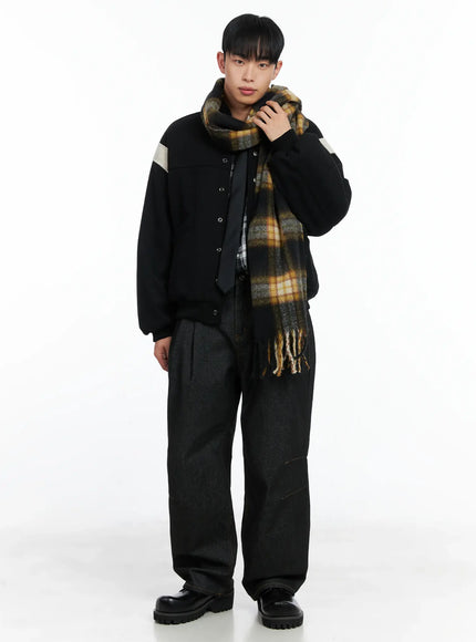 Men's Pintuck Jeans (Black)  IN518