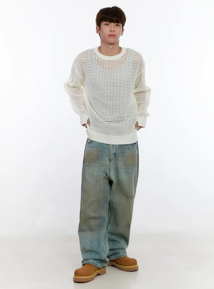 Men's Vintage Wash Wide Fit Jeans IS529