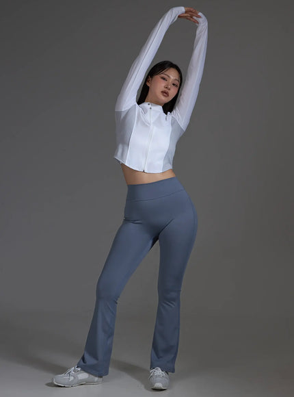 High-Waist Flared Leggings (Light Blue) IO517