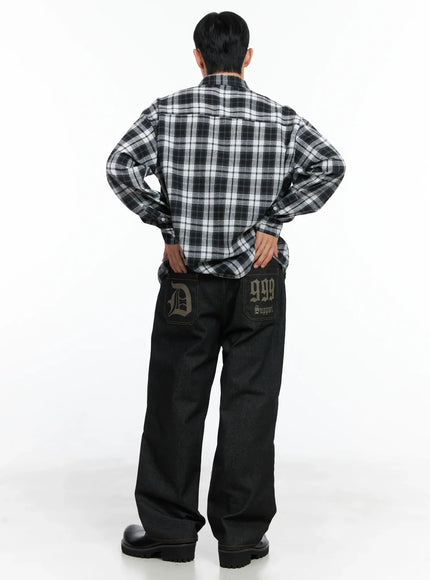 Men's Pintuck Jeans (Black)  IN518