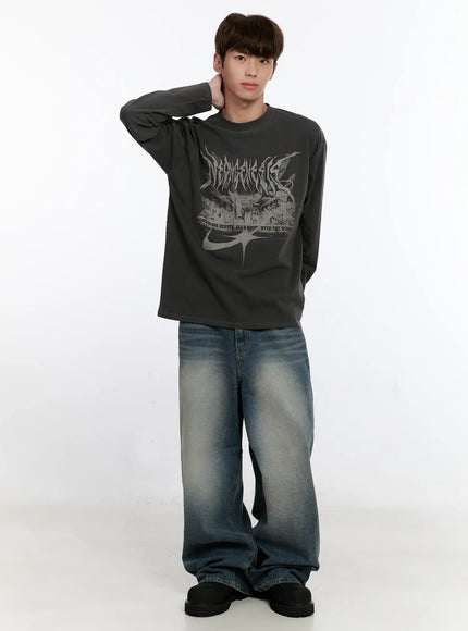 Men's Vintage Wash Baggy Jeans IS529