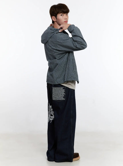 Men's Graphic Jeans (Dark Blue) IS529