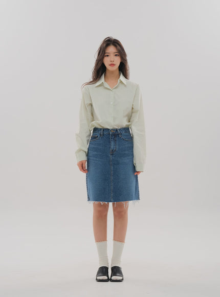 Denim Knee Length Skirt F5