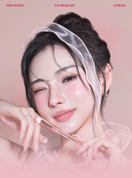 Pink Pocket Eye Brush Set