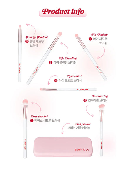 Pink Pocket Eye Brush Set