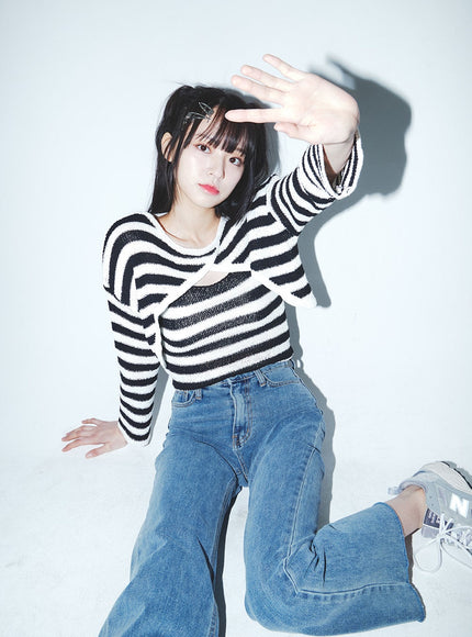 Straight Leg Blue Jeans BA303