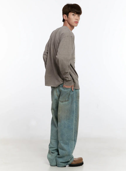 Men's Vintage Wash Wide Fit Jeans IS529