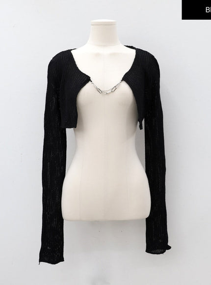 Chain Tied Crop Cardigan CM6