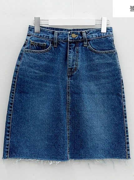 Denim Knee Length Skirt F5