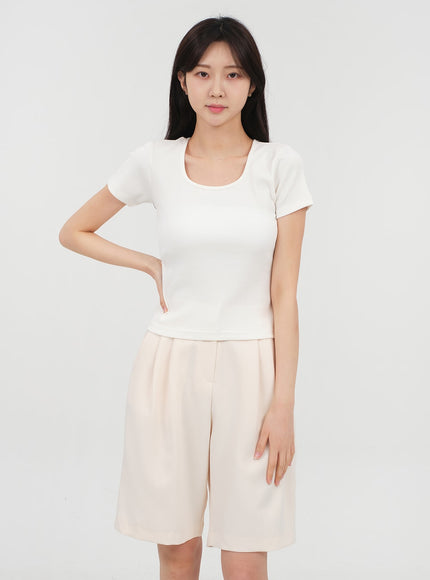 Basic T-Shirt mit eckigem Ausschnitt OA13