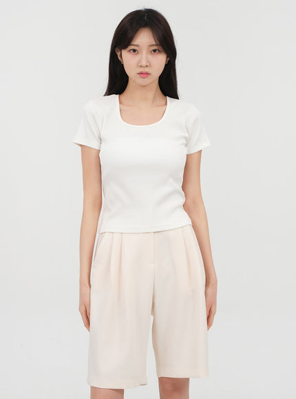 Basic T-Shirt mit eckigem Ausschnitt OA13