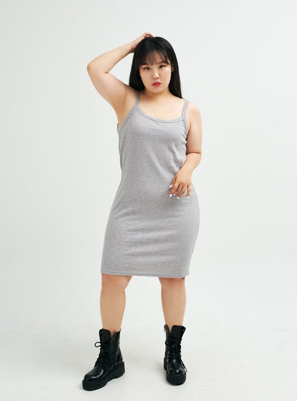 Plus Sleeveless Ribbed Midi Dress IY24